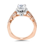 Floral-Inspired, Milgrain-Beaded, Hidden Accents Diamond Engagement Ring — R2240PW