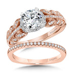 Floral-Inspired, Milgrain-Beaded, Hidden Accents Diamond Engagement Ring — R2240PW