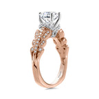 Floral-Inspired, Milgrain-Beaded, Hidden Accents Diamond Engagement Ring — R2240PW