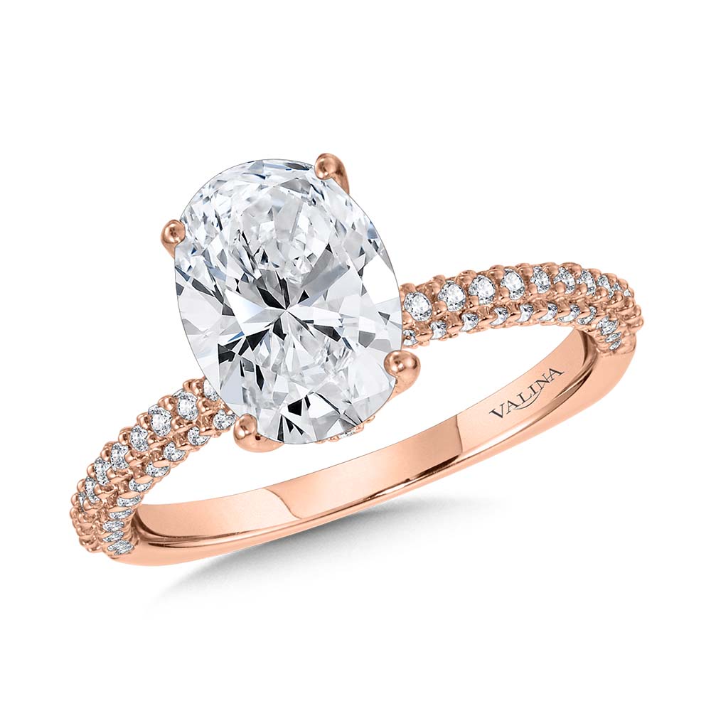 Oval-Cut, Three-Row Pave-Illusion & Hidden Halo Diamond Engagement Ring — R2241P