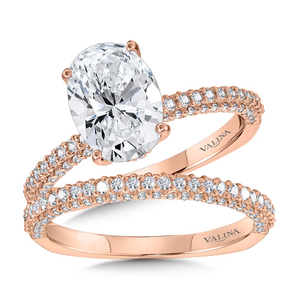 Oval-Cut, Three-Row Pave-Illusion & Hidden Halo Diamond Engagement Ring — R2241P
