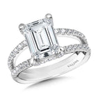 Emerald-Cut Hidden Accents & Split Shank Diamond Engagement Ring — R2242W
