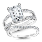 Emerald-Cut Hidden Accents & Split Shank Diamond Engagement Ring — R2242W