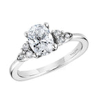 Oval-Cut Tapered & Winged Diamond Engagement Ring — R2243W
