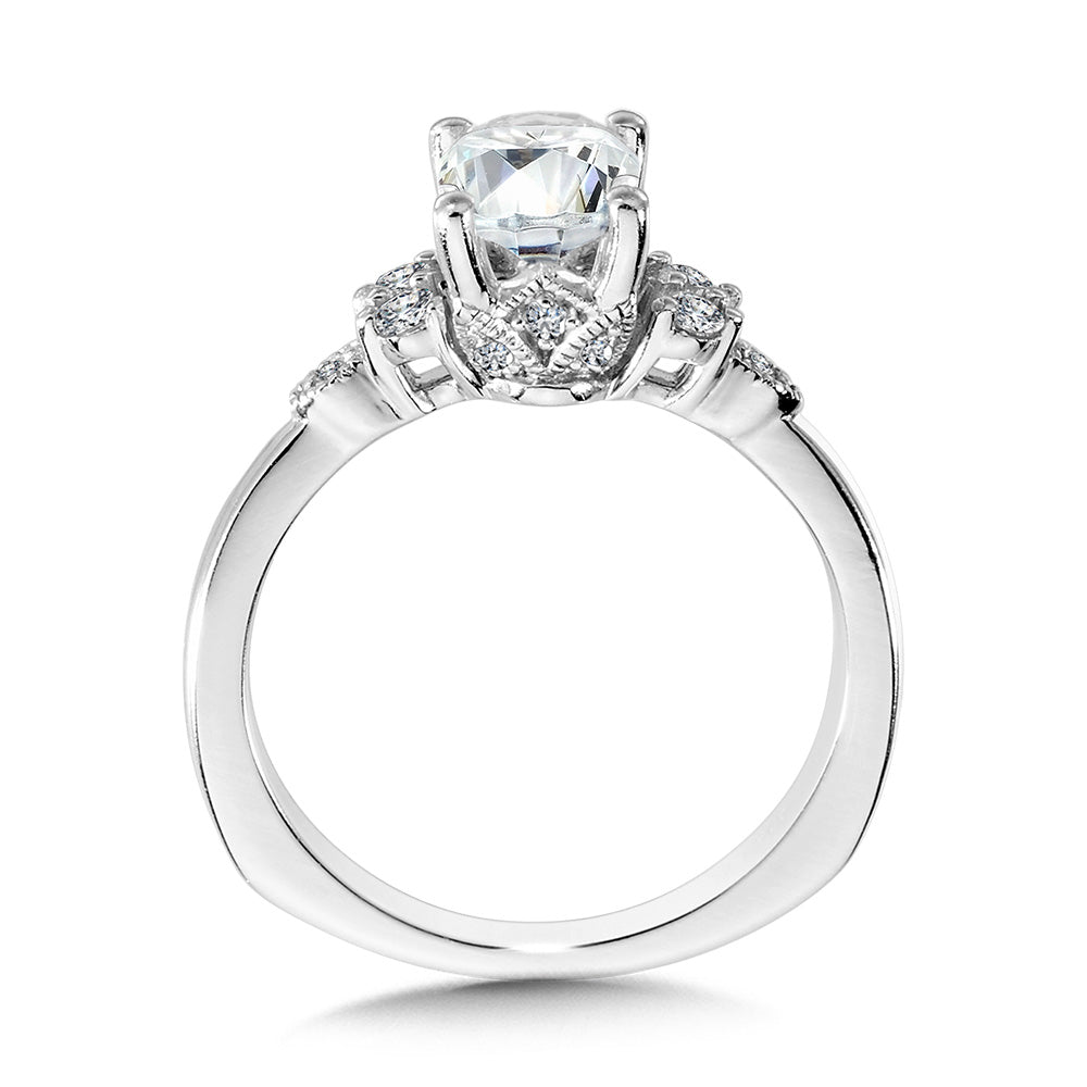 Oval-Cut Tapered & Winged Diamond Engagement Ring — R2243W