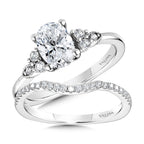 Oval-Cut Tapered & Winged Diamond Engagement Ring — R2243W