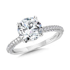 Three-Row Pave-Illusion & Hidden Halo Diamond Engagement Ring — R2244W