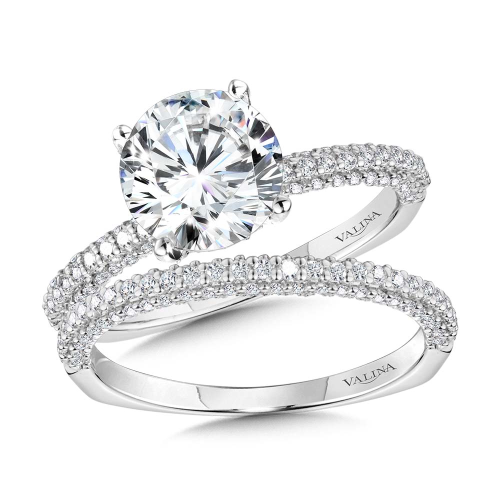 Three-Row Pave-Illusion & Hidden Halo Diamond Engagement Ring — R2244W