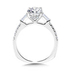 Oval-Cut Baguette Accented & Hidden Halo Diamond Engagement Ring — R2245W