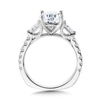 Baguette Accented & Hidden Halo Diamond Engagement Ring — R2246W