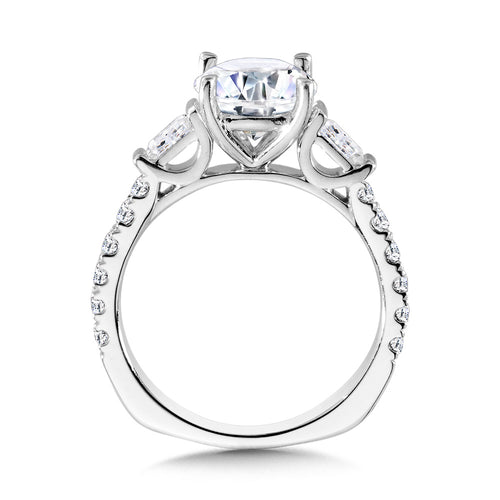 Baguette Accented & Hidden Halo Diamond Engagement Ring — R2246W
