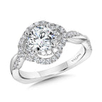 Crisscross Shank & Spiral Halo Diamond Engagement Ring — R2248W