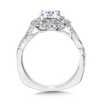 Crisscross Shank & Spiral Halo Diamond Engagement Ring — R2248W