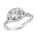 Floral-Inspired Cushion-Shaped Halo & Criss Cross Diamond Engagement Ring — R2249W