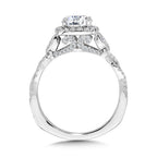 Floral-Inspired Cushion-Shaped Halo & Criss Cross Diamond Engagement Ring — R2249W