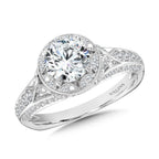 Tapered Architectural Diamond Halo Engagement Ring — R2250W