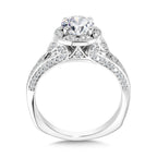 Tapered Architectural Diamond Halo Engagement Ring — R2250W