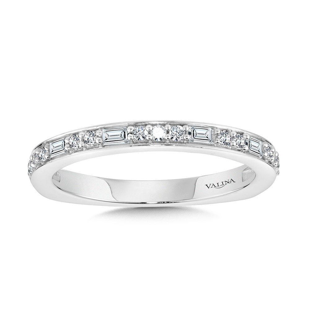 Baguette-Accented Straight Diamond Wedding Band — R2251BW