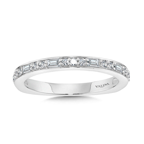 Baguette-Accented Straight Diamond Wedding Band — R2251BW