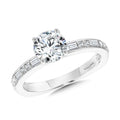 Baguette-Accented Hidden Halo Diamond Engagement Ring — R2251W