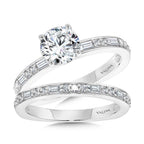 Baguette-Accented Hidden Halo Diamond Engagement Ring — R2251W