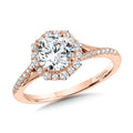 Split Shank Blooming Halo Diamond Engagement Ring — R2255P-SR