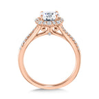 Split Shank Blooming Halo Diamond Engagement Ring — R2255P-SR