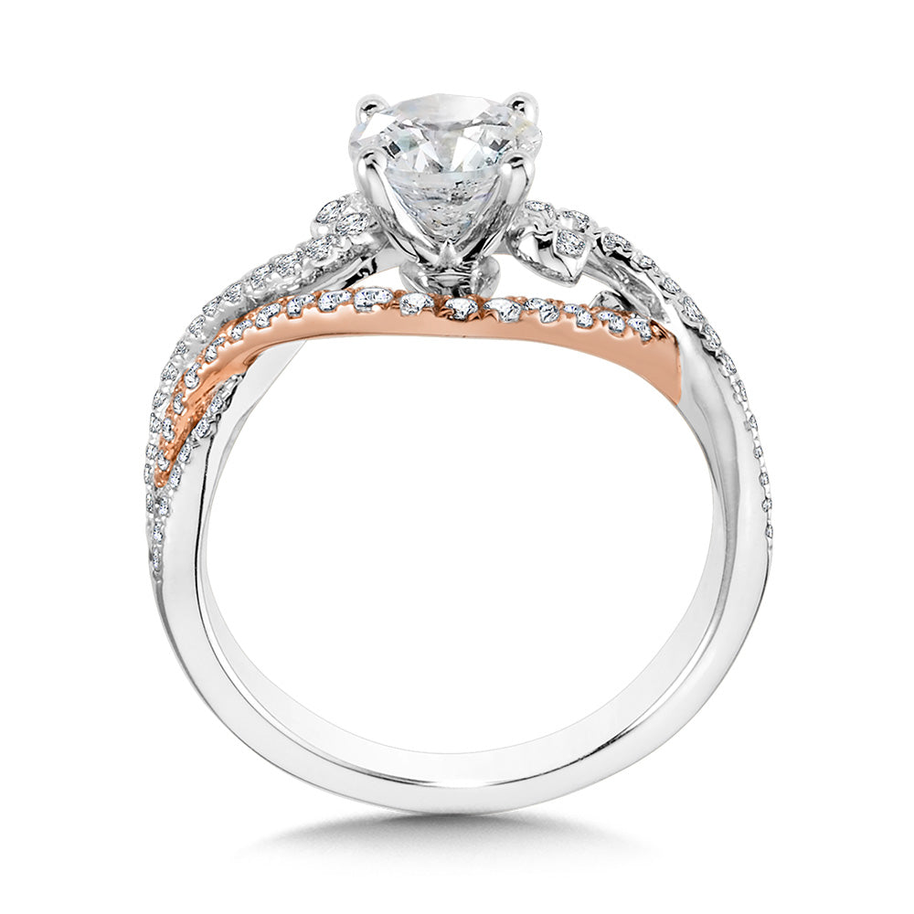 Two-Tone Crisscross & Split Shank Diamond Engagement Ring — R2256WP-SR