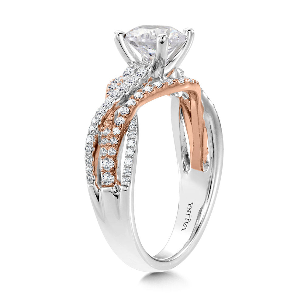 Two-Tone Crisscross & Split Shank Diamond Engagement Ring — R2256WP-SR