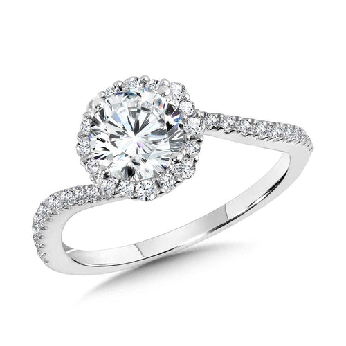 Bypass Blooming Halo Diamond Engagement Ring — R2257W-SR