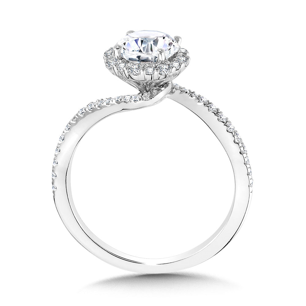 Bypass Blooming Halo Diamond Engagement Ring — R2257W-SR