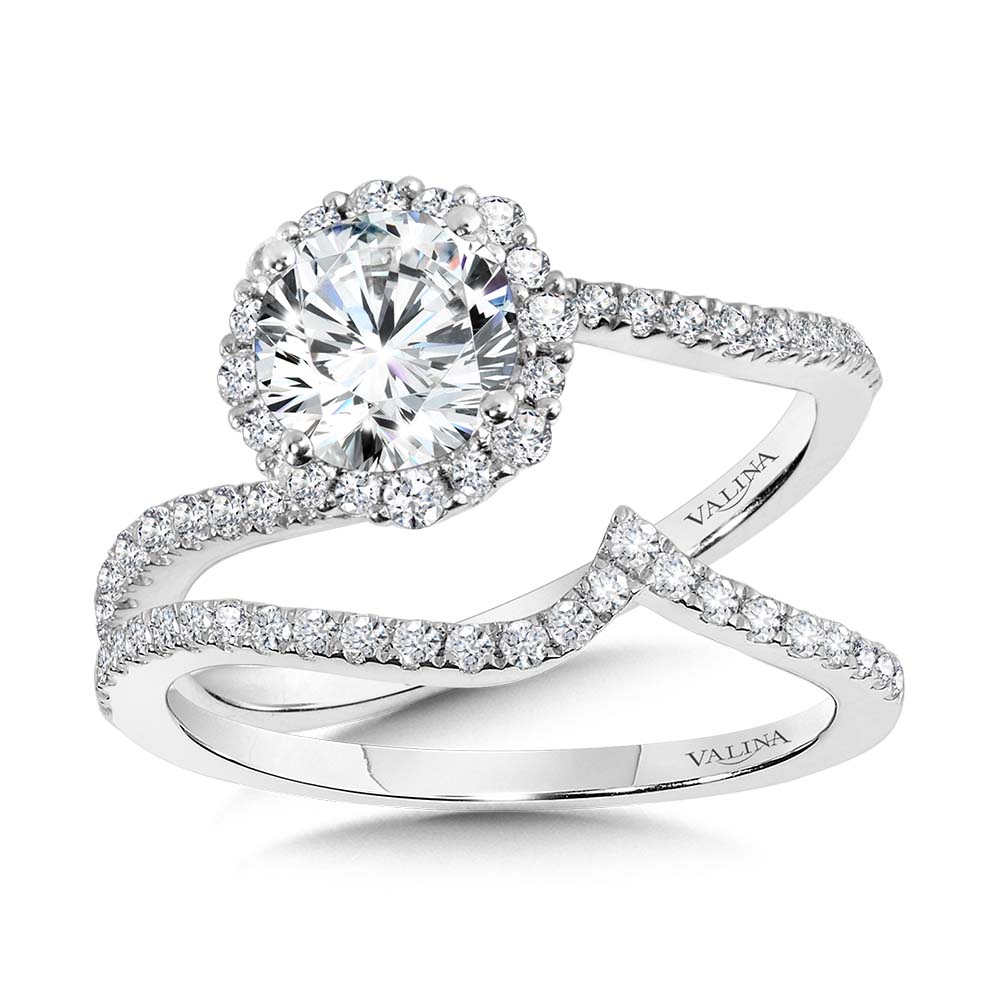Bypass Blooming Halo Diamond Engagement Ring — R2257W-SR
