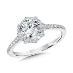 Straight Blooming Halo Diamond Engagement Ring — R2258W-SR