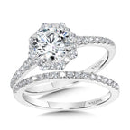 Straight Blooming Halo Diamond Engagement Ring — R2258W-SR