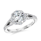 Blooming Halo & Split Shank Diamond Engagement Ring — R2260W-SR
