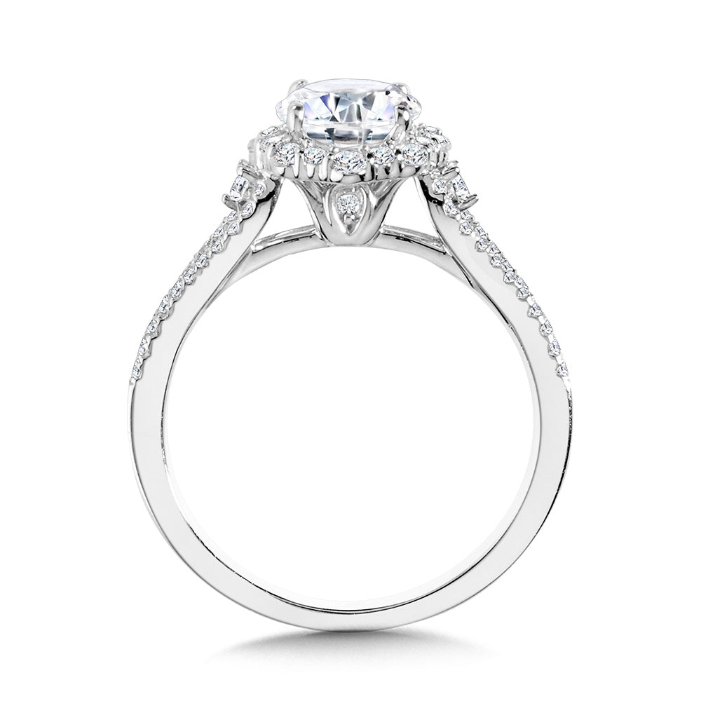 Blooming Halo & Split Shank Diamond Engagement Ring — R2260W-SR