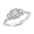 Emerald-Cut Three-Stone Diamond Engagement Ring — R2262W-SR