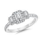 Emerald-Cut Three-Stone Diamond Engagement Ring — R2262W-SR