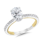 Oval-Cut Two-Tone & Milgrain-Beaded Diamond Collar Engagement Ring — R2263WY-SR