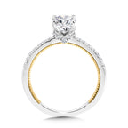 Oval-Cut Two-Tone & Milgrain-Beaded Diamond Collar Engagement Ring — R2263WY-SR