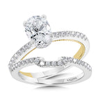 Oval-Cut Two-Tone & Milgrain-Beaded Diamond Collar Engagement Ring — R2263WY-SR