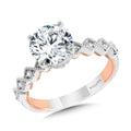 Stackable Two-Tone & Milgrain-Beaded Diamond Collar Engagement Ring — R2264WP-SR