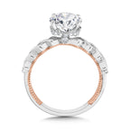 Stackable Two-Tone & Milgrain-Beaded Diamond Collar Engagement Ring — R2264WP-SR