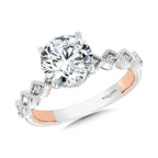 Stackable Two-Tone & Milgrain-Beaded Diamond Collar Engagement Ring — R2264WP-SR