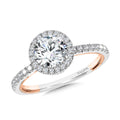 Two-Tone & Milgrain-Beaded Hidden Halo, Diamond Halo Engagement Ring — R2265WP-SR