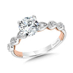 Stackable Two-Tone & Milgrain-Beaded Hidden Accents Diamond Engagement Ring — R2267WP-SR