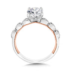 Stackable Two-Tone & Milgrain-Beaded Hidden Accents Diamond Engagement Ring — R2267WP-SR