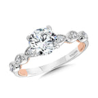 Stackable Two-Tone & Milgrain-Beaded Hidden Accents Diamond Engagement Ring — R2267WP-SR