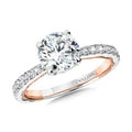 Tapered Two-Tone & Milgrain-Beaded Hidden Halo Diamond Engagement Ring — R2268WP-SR