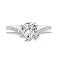 Marquise-Accented & Diamond-Prong Chevron Engagement Ring — R2271W-SR